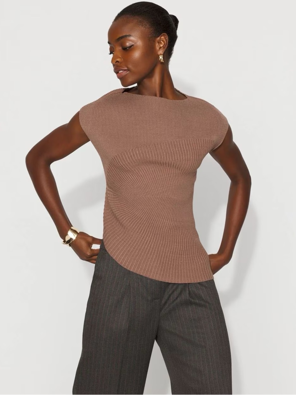 White House Black Market Asymmetrical Ribbed Sleeveless Sweater